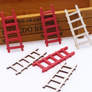 Dollhouse 娃娃屋迷你木质小梯子 园艺盆栽造景摆件 DIY 拍摄道具