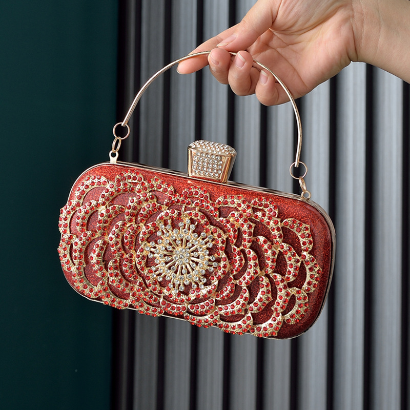 Bolso de noche transfronterizo nuevo bolso de noche de las mujeres europeas y americanas bolso de noche de diamantes incrustados en el banquete vestido de embrague bolso de las mujeres