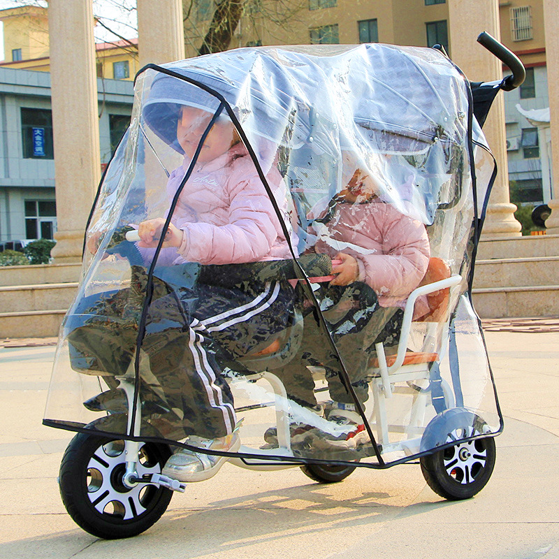 Stroller, windproof keep warm raincoat for twins, dustproof cart