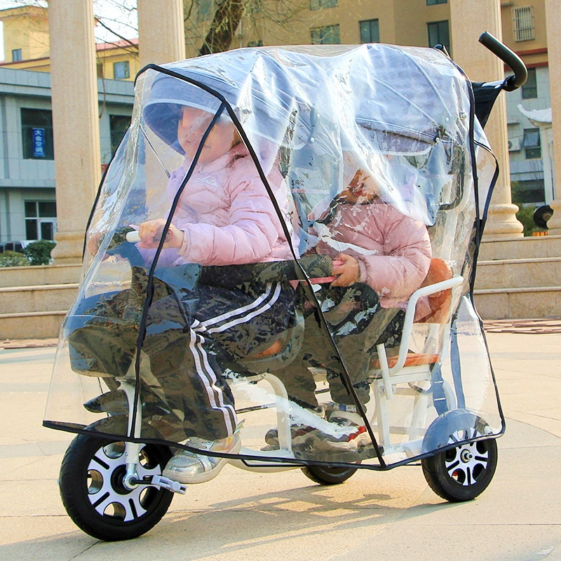 Stroller, windproof keep warm raincoat for twins, dustproof cart