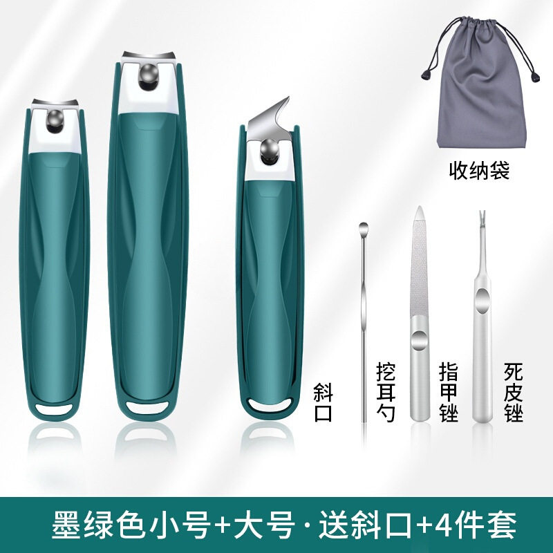 Verde oscuro grande + mediano + pequeño cortaúñas (con bolsa de almacenamiento)