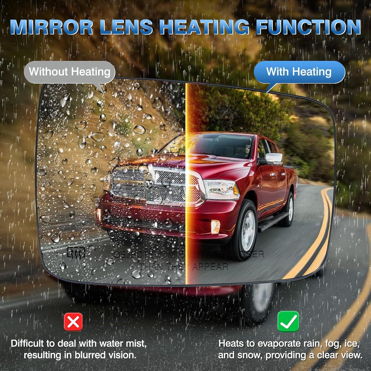 68050298Aa 68050299Aa Is Suitable for 09-18 Dodge Ram1500/2500 Heated Rearview Mirror Lenses