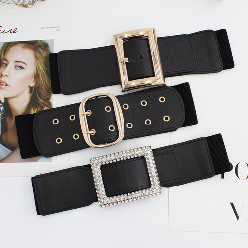 Elastic waistband for women's skirt decoration wide belt European and American retro fashion coat waist elastic girdle three options available