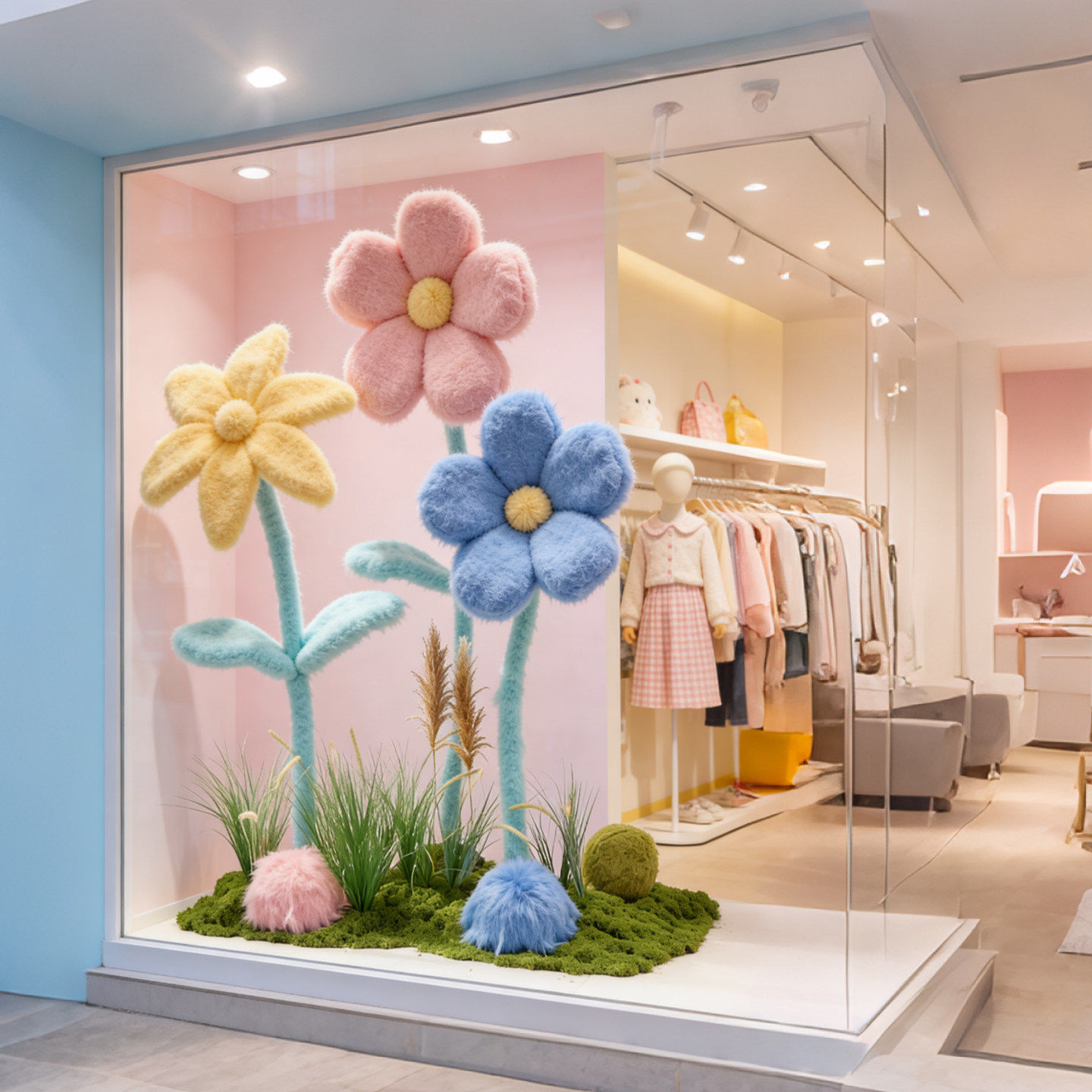 马年氛围场景布置新年拍照道具服装店橱窗毛绒花艺装饰摆件美陈