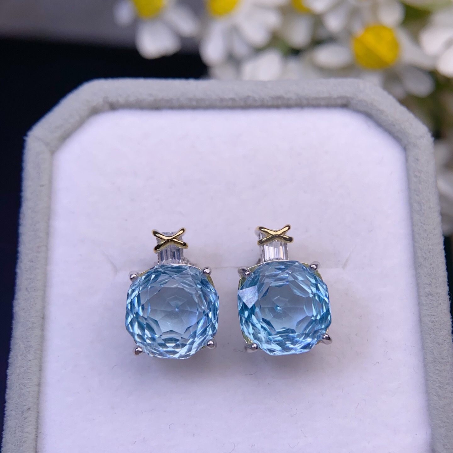 Natural Topaz Earrings with Excellent Clarity and Stunning Fire, Main Stone Size: 10mm, Crafted in 925 Silver