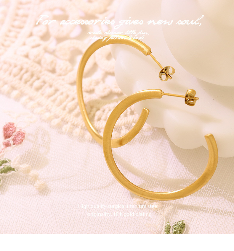 Retro Exaggerated Large Circle C-shaped Titanium Steel Earrings Wholesale display picture 1