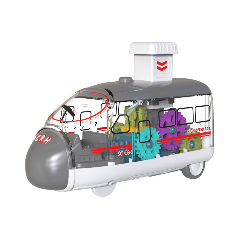 Niños presionando iluminación engranaje tren de alta velocidad modelo de automóvil de simulación de luz inercial coche de juguete coche de acertijo coche bebé
