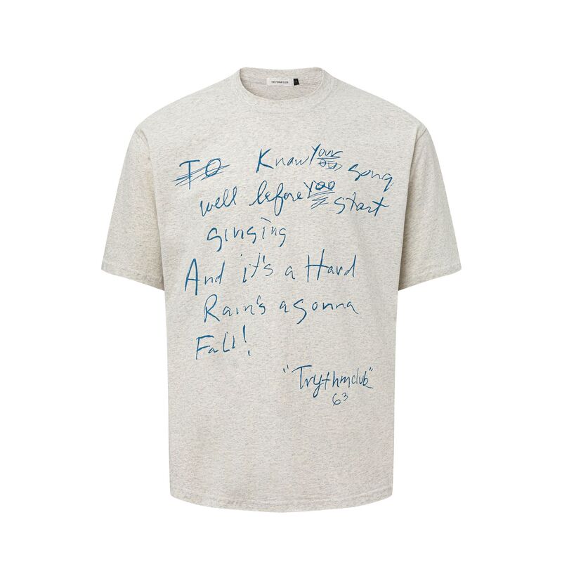 27312 American Street 2025 Summer Neutral Hand-painted Letter Design Men's Loose High-end Short-sleeved T-shirt