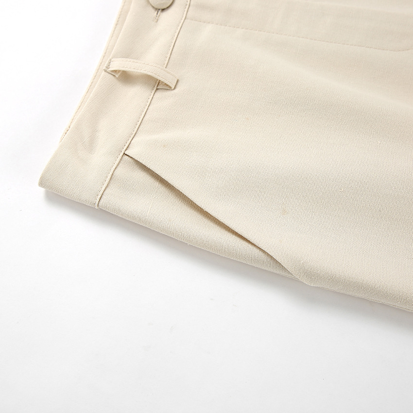 Women's Clothing commuting apricot cotton and linen vest vest wide leg pants two piece suit female 2024 summer deconstruction design suit_voghion.com