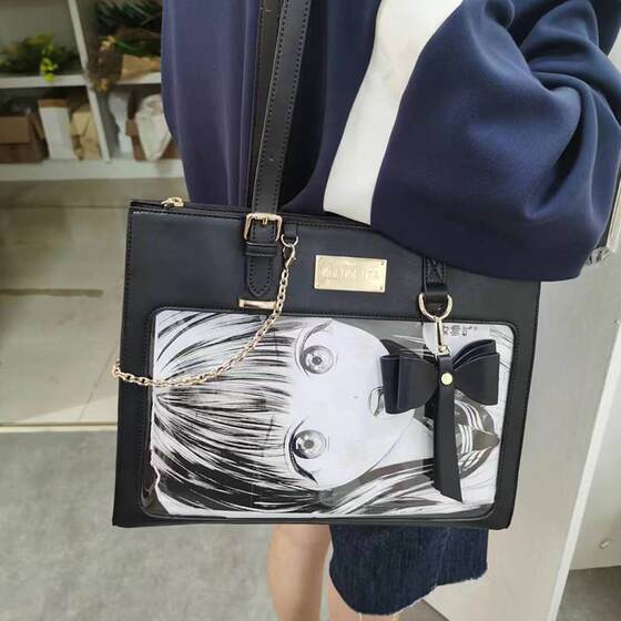 HENGJINGYX Original Bow Pain Bag Large Capacity Shoulder Tote Bag Girl's All-match Transparent Sweet Bag
