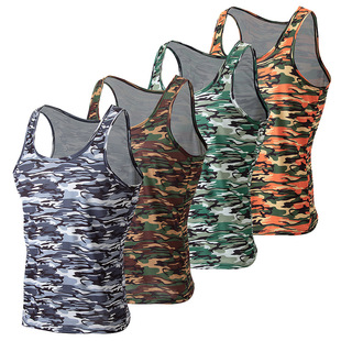 Overseas Cross-Border 4-Piece Men's 4-Season Camouflage Sleeveless Tops for Teenagers Running and Fitness