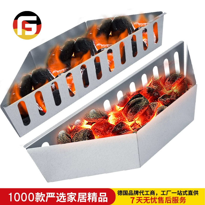 Charcoal Basket на открытом воздухе BBQ корзина древесный уголь для барбекю Оцинкованная доска опилки копченая корзина фруктовый уголь гриль корзина