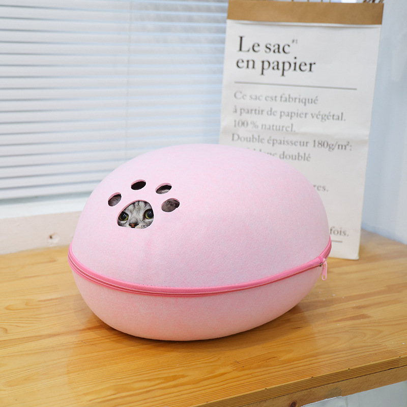 Nido de mascota sentía nido de gato en forma de huevo gran espacio semi-cerrado extraíble y lavable transpirable ligero gato cama nido de gato al por mayor