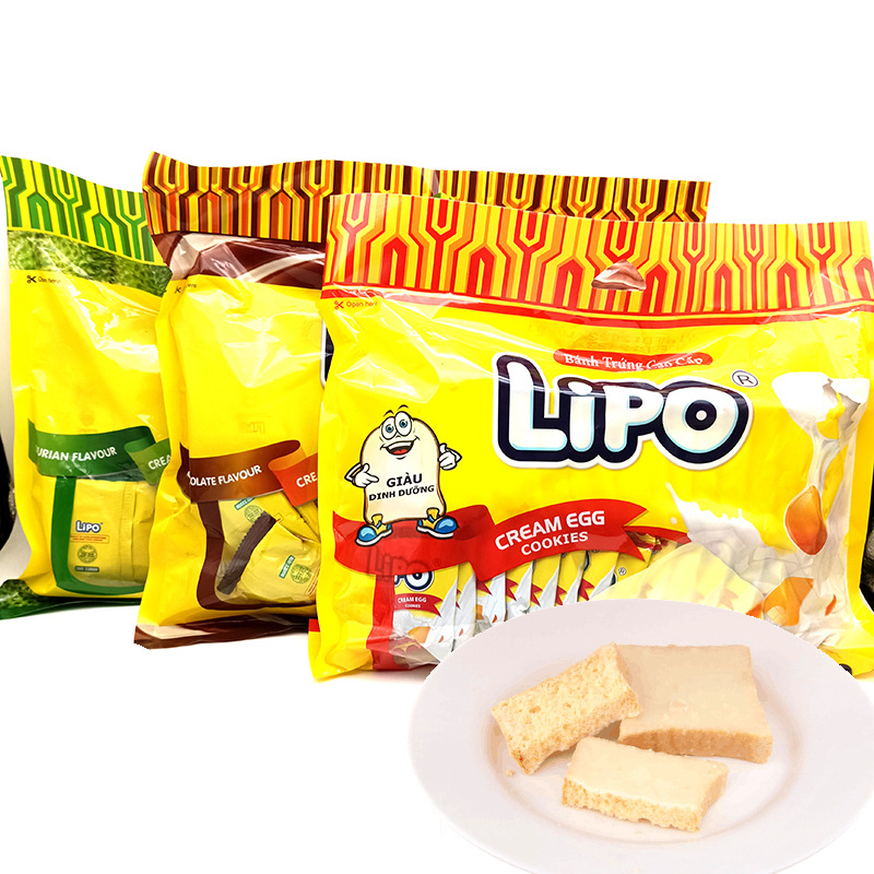 Bulk wholesale of Vietnamese imported Lipo rusks 300g original durian coconut butter chocolate breakfast biscuits