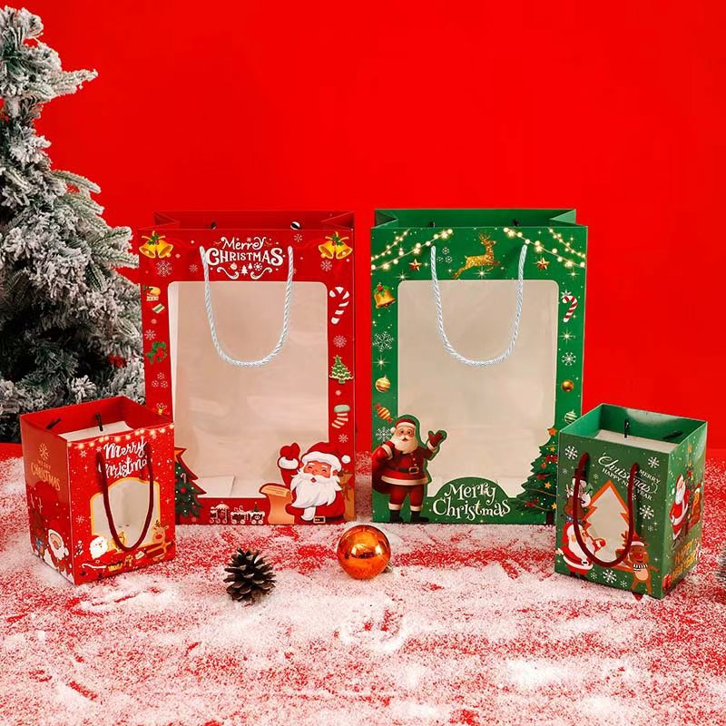 Bolsa de Regalo Navideña 2025, Bolsa de Mano Navideña, Bolsa de Embalaje, Bolsa de Regalo para Nochebuena, Caja de Regalo para Frutas Navideñas