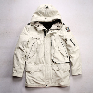 Removable Liner Hooded Mid-length Leather Down Jacket Men's Functional Mountain Climbing Ski Suit Casual Yellow Cowhide Leather Jacket