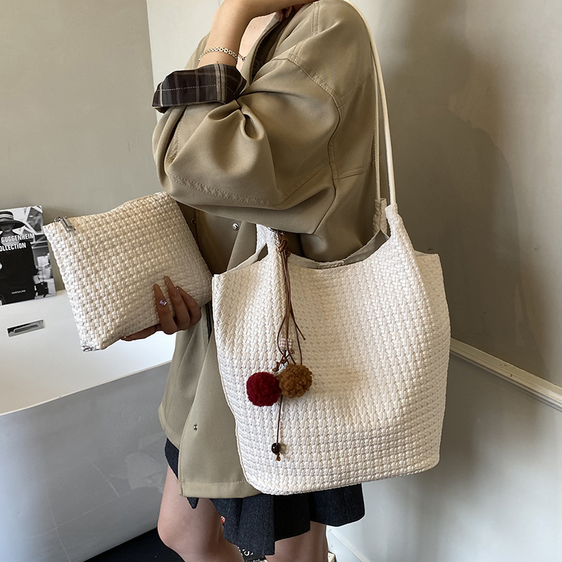 2025 nueva gran capacidad de transporte bolsa bolsa bolsa de mujer tejida bolsa de hombro universal bolsa de mano alta sensación bolsa madre