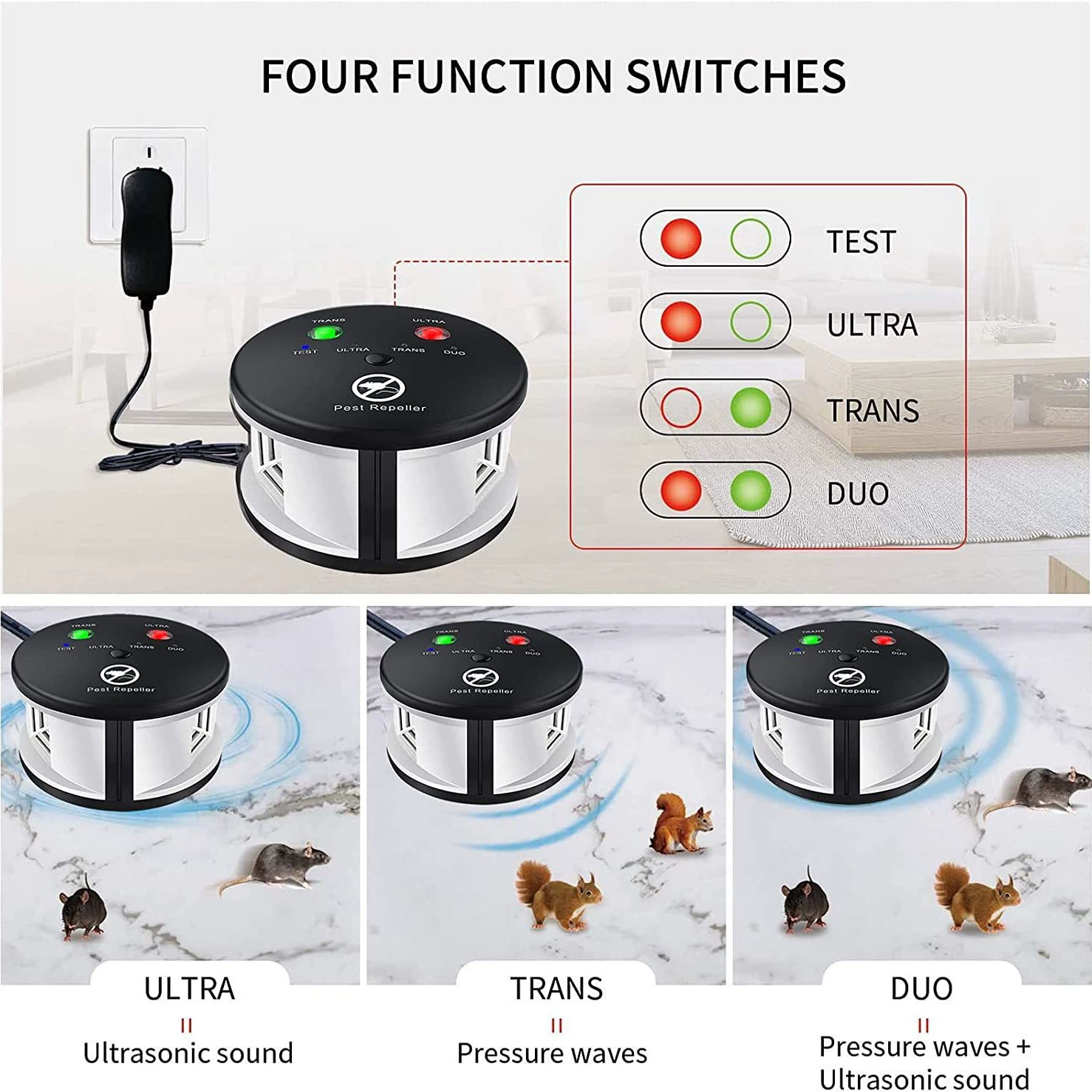 360 -grade indoor ultrasonic mole device insect repellent Ultrasonic Pest Repeller