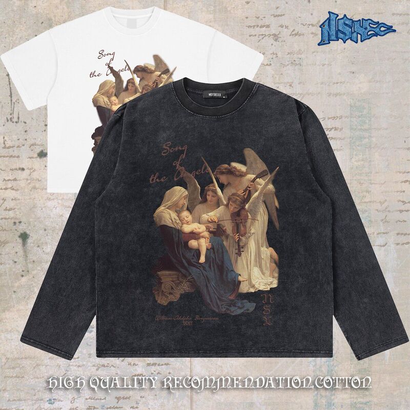 "Salute the Queen" Imported Digital Direct Injection Heavy Cotton Old Boxy Loose Long Sleeve Short Sleeve Men's T-shirt
