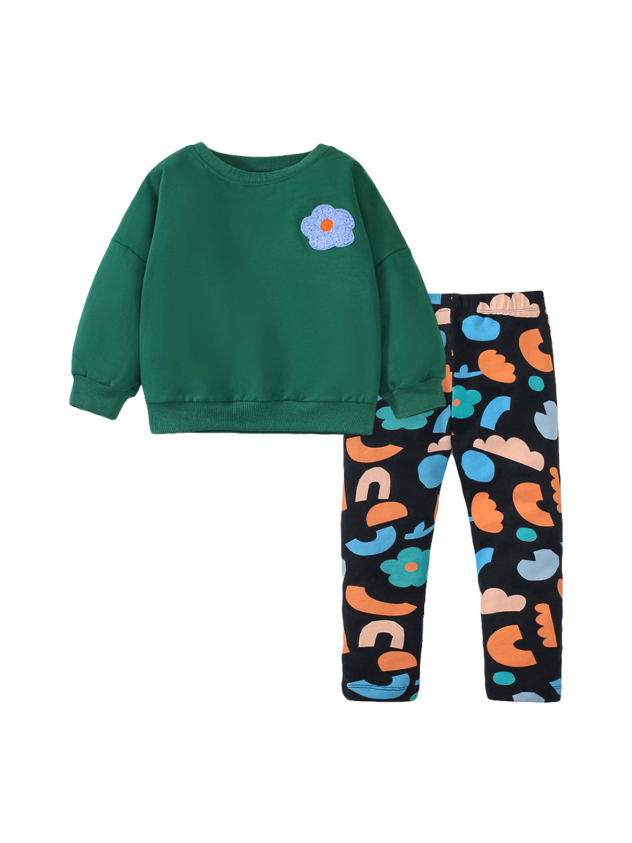 Pequeño Maven Otoño e Invierno niñas traje de lana forrado de manga larga suéter de los niños traje europeo y americano casual niñas traje