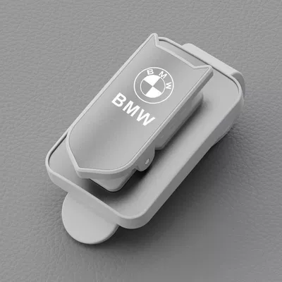 Clip Sun Visor, Car Glasses Clip/Bill Clip - white-body-silver-surface-customizable-car-logologo