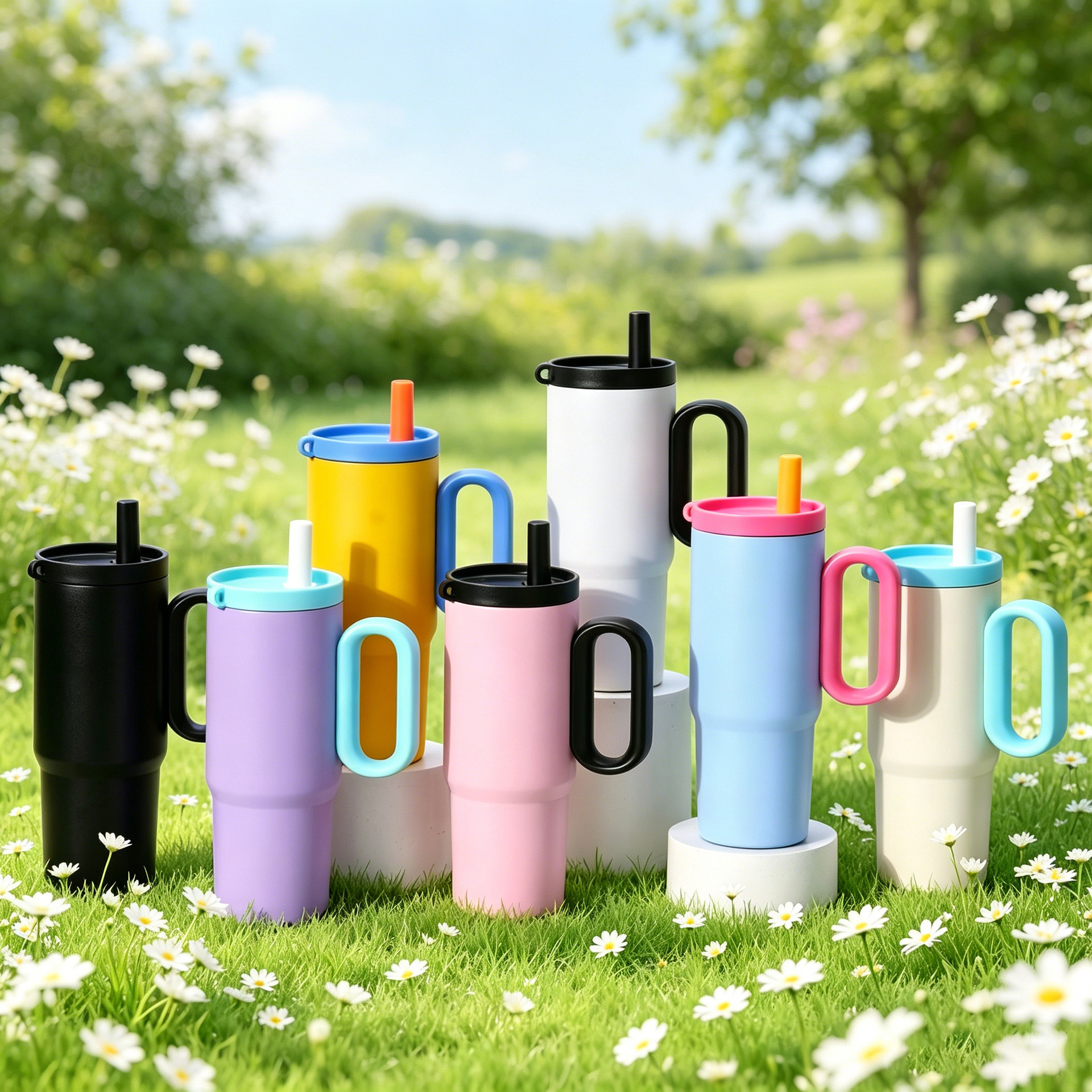 Nueva taza de acero inoxidable de alto valor nominal de 750ml con mango de hielo 304