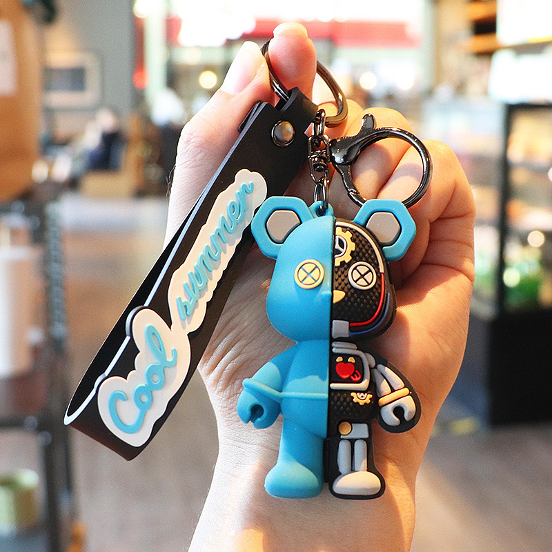 Oso mecánico llavero muñeca colgante coche llavero accesorios hombres y mujeres bolso muñeca adornos pequeño regalo al por mayor