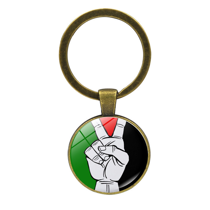 Llavero colgante de cristal de la bandera palestina Palestina anti-guerra paz colgante llavero