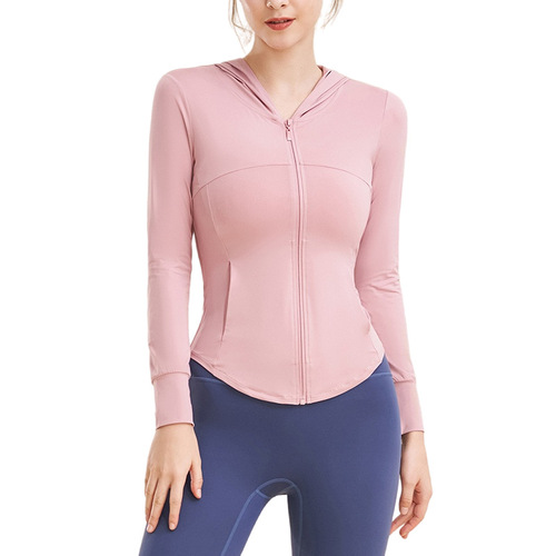 Cross-border spring and summer cool sun protection sports coat for women breathable long-sleeved zipper hoodie running quick-drying fitness top