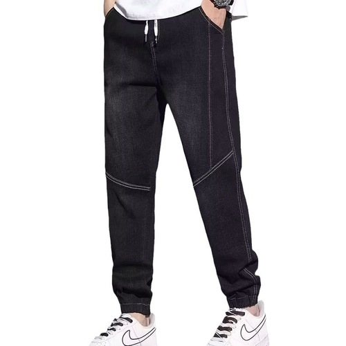 Men's Ankle Belted Jeans Trendy Workwear Harem Pants American Retro Nine-Fold Loose Fashion Brand Versatile Casual Pants