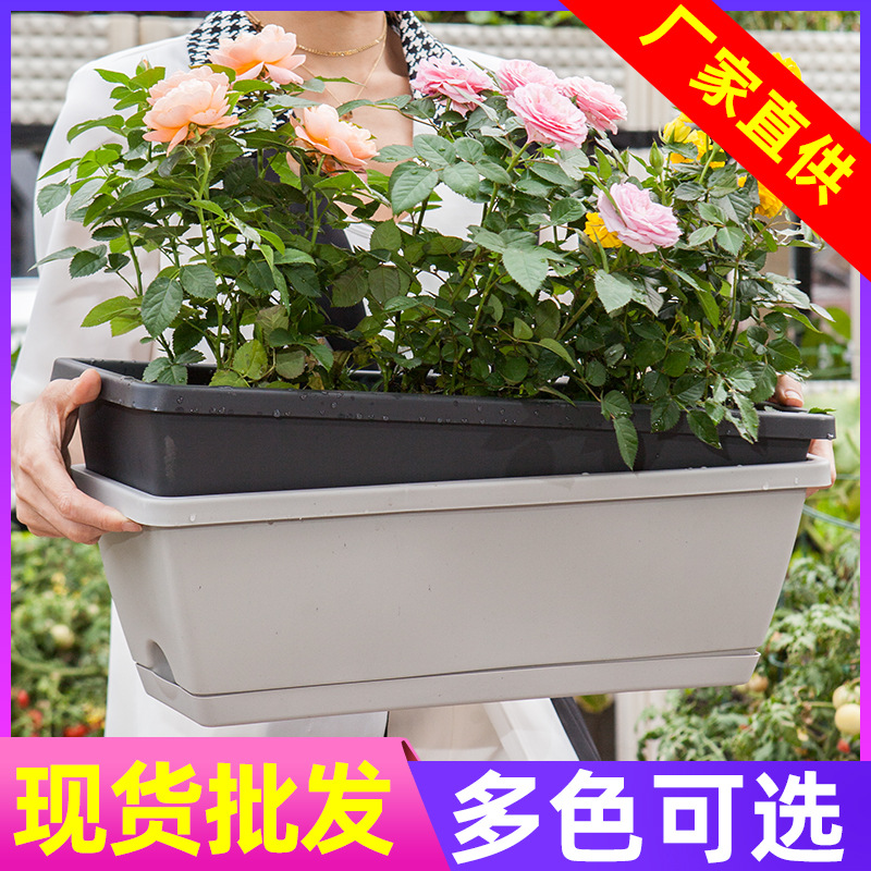 阳台种菜盆家用种植箱大号长方形菜盆园艺树脂塑料花盆环保可降解