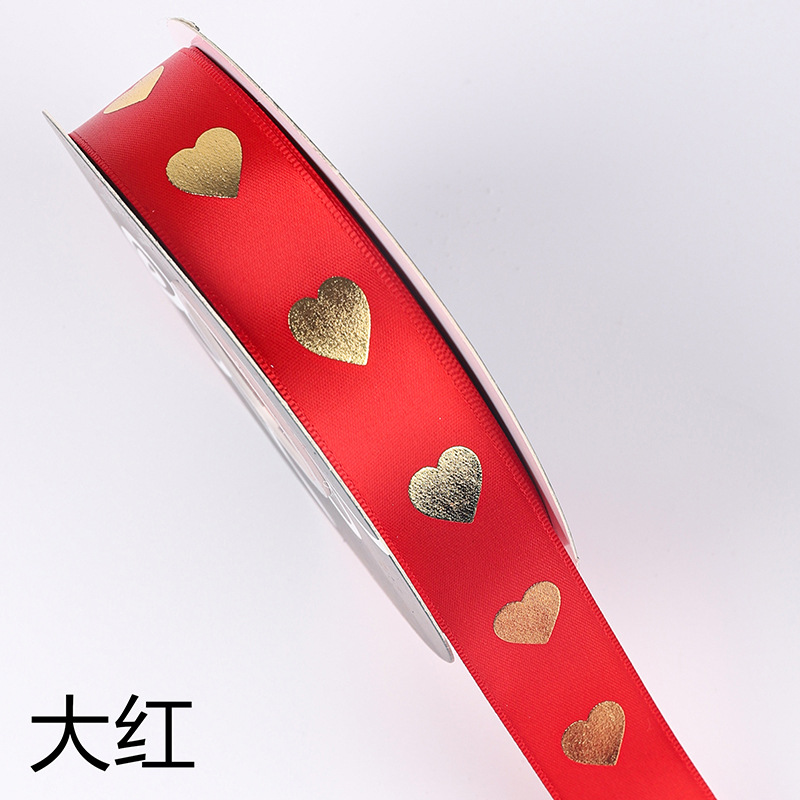 2,5 cm cinta de amor de oro Día de San Valentín chino ramo de flores regalo lazo atado pastel de hornear cinta