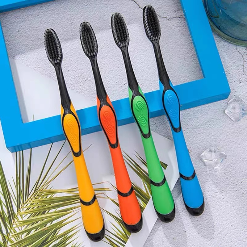 新款竹炭牙刷成人家庭装男女通用手动清洁舌苔护牙龈牙齿按摩软毛