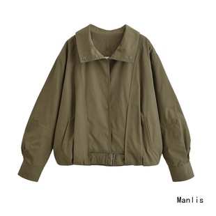 Z Style Spring & Fall Korean Style Loose Casual Buckle Bomber Jacket Short Work Jacket 2951471
