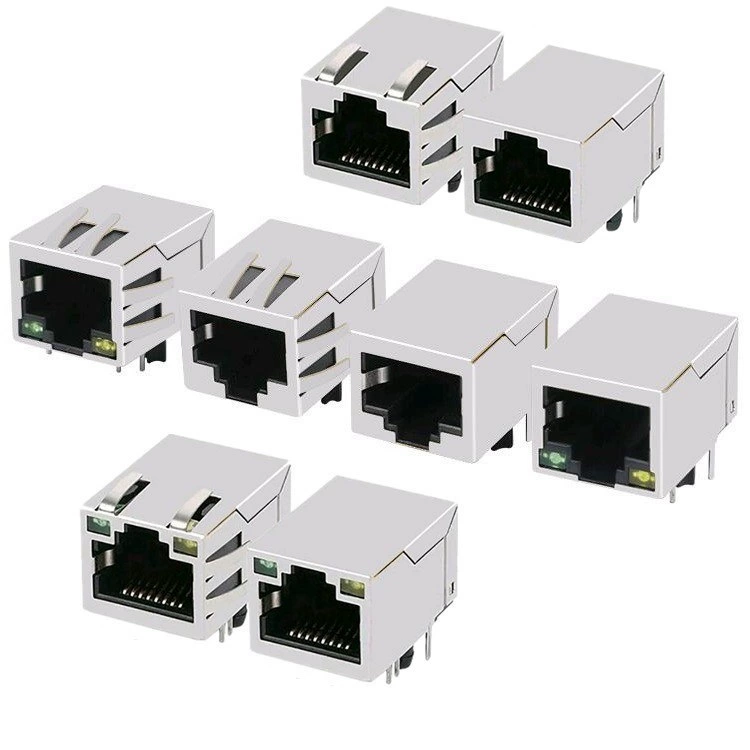 Производитель поставляет сетевой разъем KLU1S041C-43 LF с подсветкой 100M RJ45 разъем