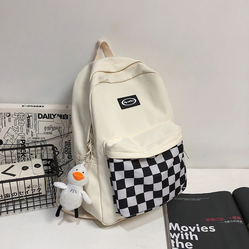 Chessboard Plaid estilo preppy Junior High School estudiante mochila de gran capacidad mochila mujer marca de moda estilo coreano Plaid mochila casual