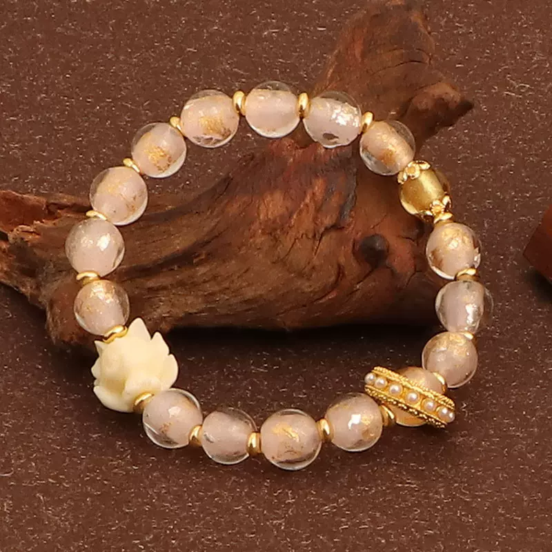 新款香灰琉璃瓷手串九尾狐糖心玛瑙男女手链九宫珍珠原创礼物批发