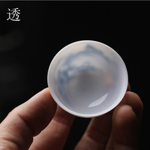 ✅K9HX批发纯手绘釉下彩功夫小茶杯反口杯羊脂玉高温易清洗品杯茶