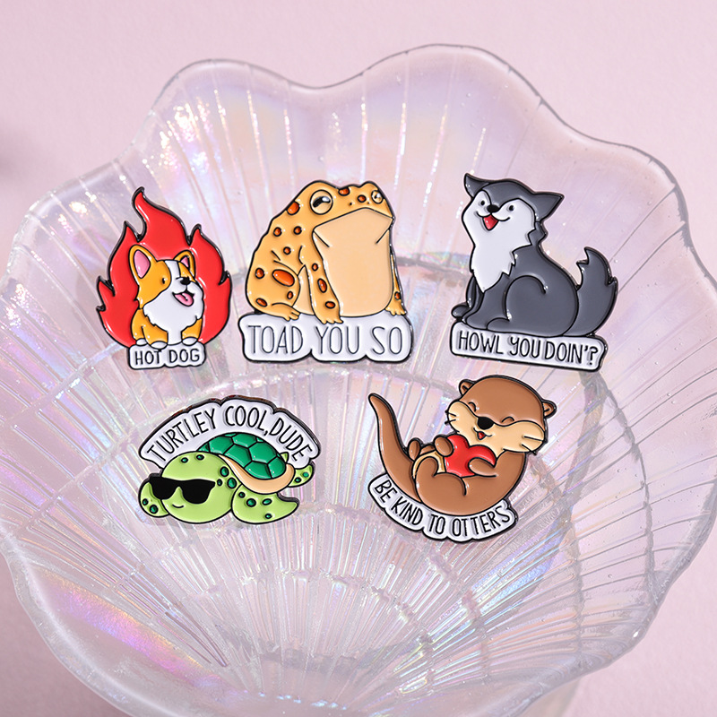 Tortoise, Letter, Frog Pattern Unisex Gender Stoving Varnish Design Cartoon Style Simple Style Pin Tortoise Letter Frog Alloy Stoving Varnish Unisex Brooches
