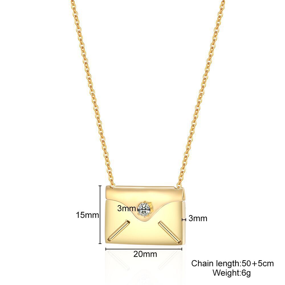 Fashion envelope Stainless Steel Necklace Plating Rhinestones Stainless Steel Necklaces