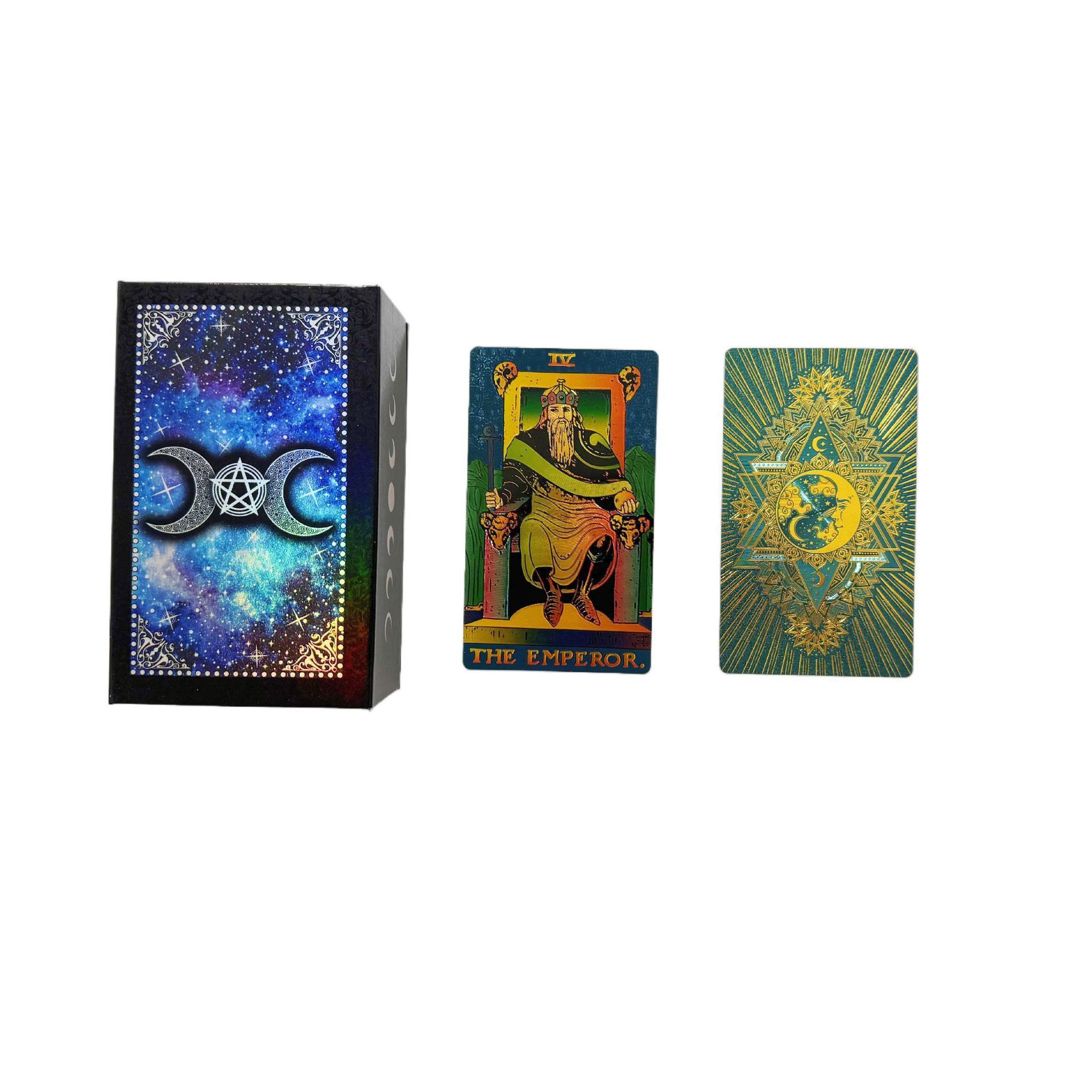 Authentic Waterproof Set Tarot Gold Foil Plastic Cards With Instructions Storage Bag Tablecloth Crystal Stone_voghion.com