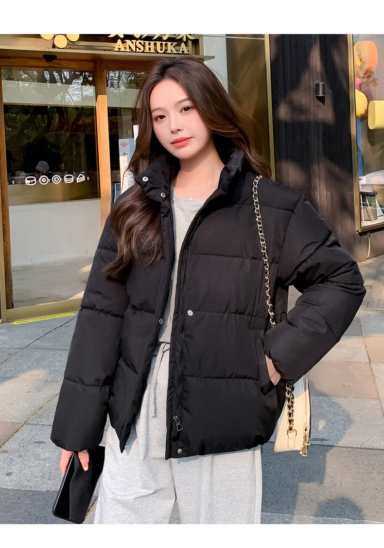 Women's Down Coat Winter Cotton Jacket Standing Collar Loose Fit_voghion.com