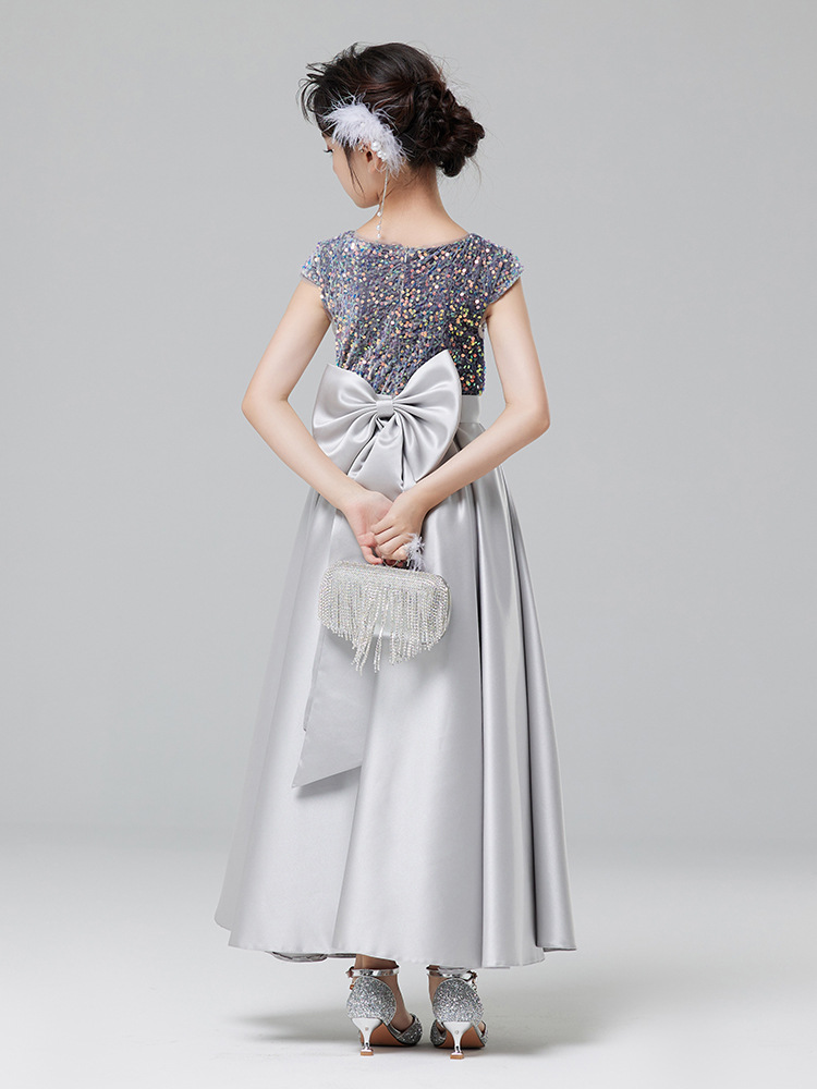 Vestido infantil, elegante vestido de princesa para niña, vestido de manga corta para presentadora de piano, vestido para niña de un año