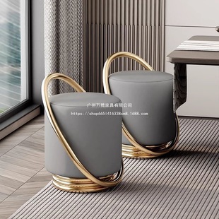 Wanteng Dressing Table Stool for Home Use, Living Room Coffee Table, Simple Bedroom Makeup Sofa, Nordic Modern Light Luxury Round Wanteng