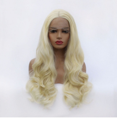 Peruca de encaje de oro claro de comercio exterior de moda para mujeres onduladas LW0005