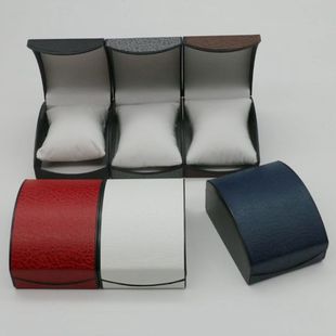 High-End Women's Watch Display Watch Storage Packaging Gift Box Single Curved Watch Box Flip Cover Pebbled Watch Box