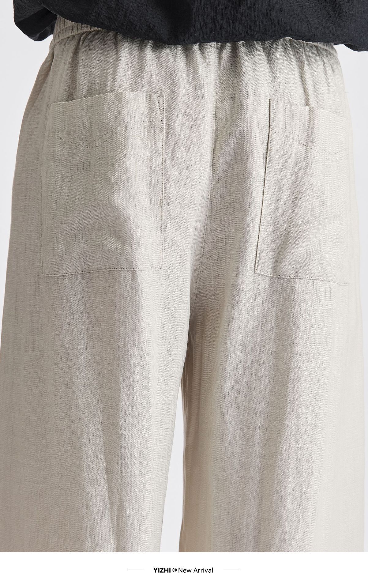 Quần dài nam ống rộng chất liệu linen phong cách Hàn Quốc — đen chi tiết 12