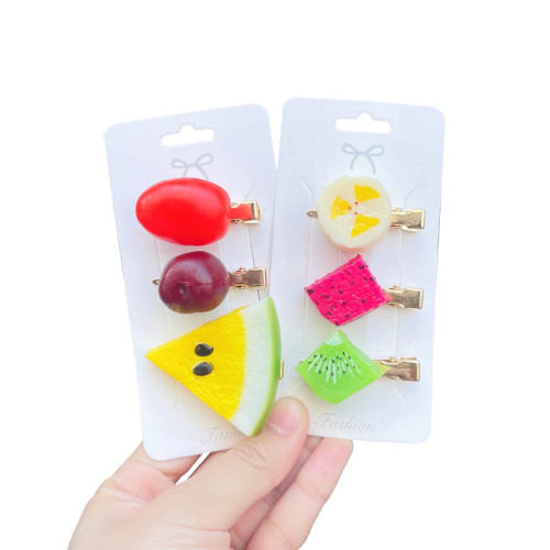 Simulated fruit three-dimensional food hairpin duckbill clip Korean new clip bangs side clip funny broken hair clip