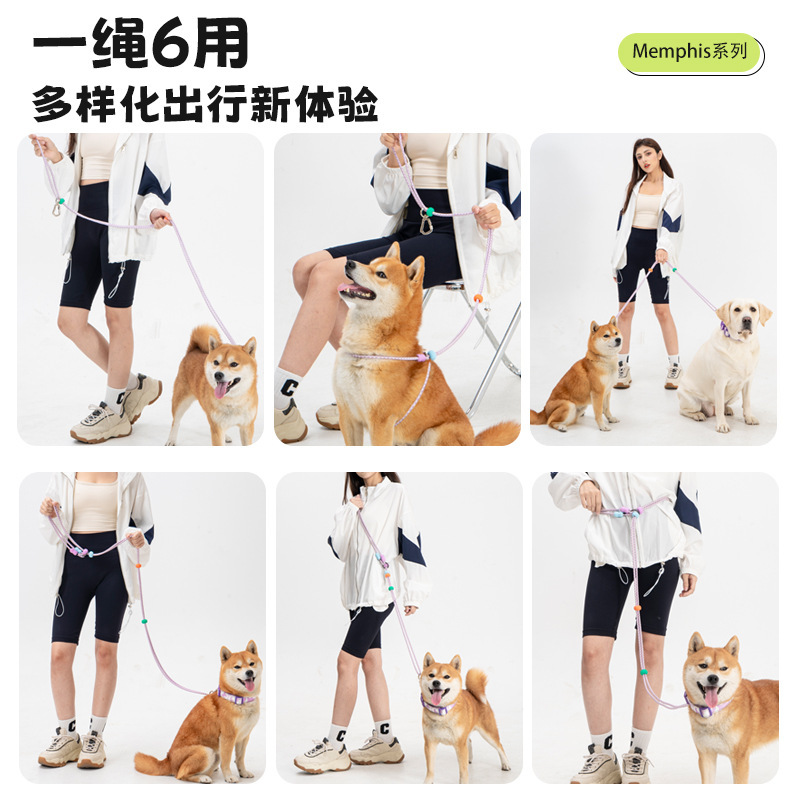 Doble segmento multifuncional anti-explosivo de dopamina perros perros perros pequeños y medianos cuerda de tracción de mascotas