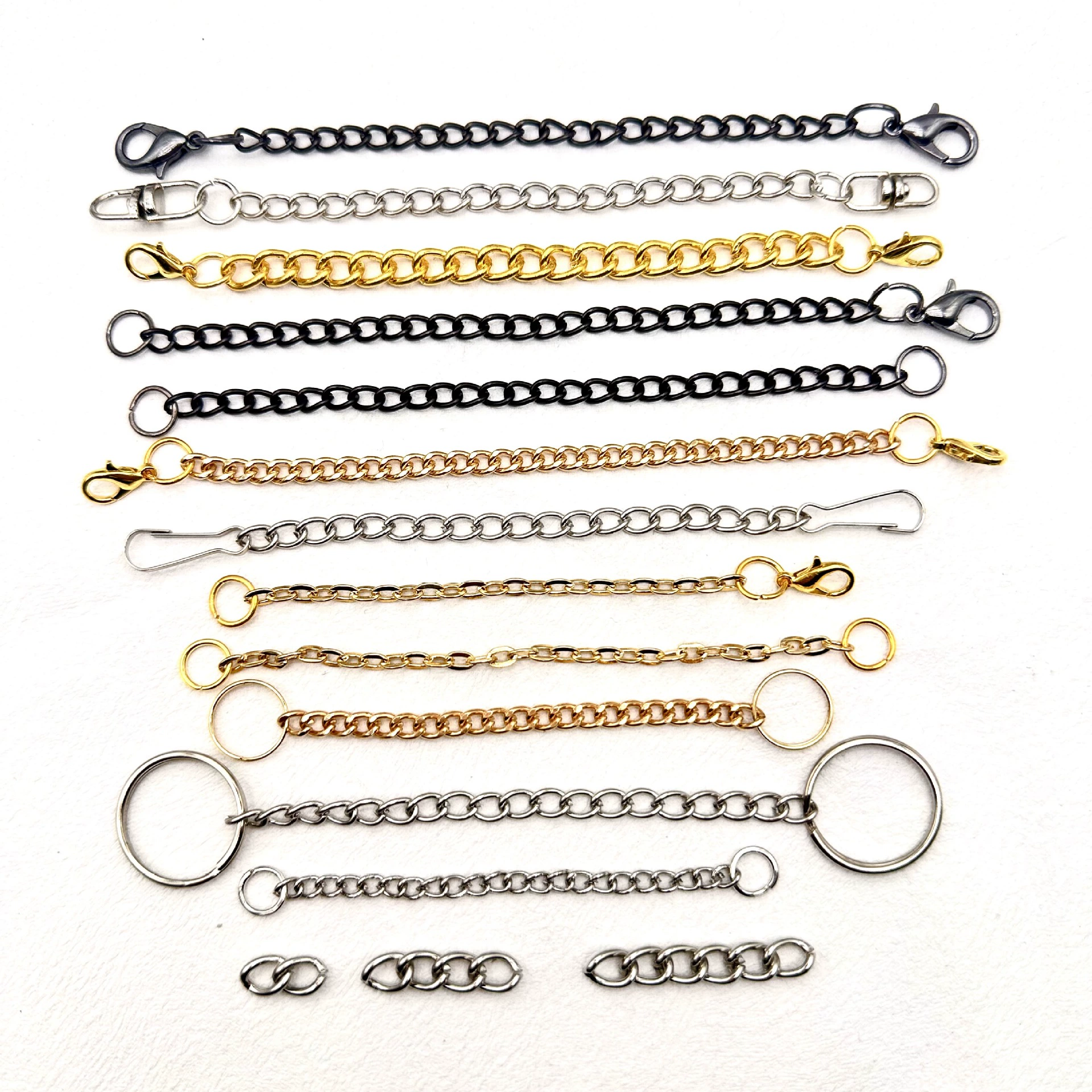 Различные цепочки ручной работы на складе, гальваника из железа и алюминия, экологически чистая секционная обработка своими руками, сумки с пряжками, аксессуары для декоративных цепочек для одежды.